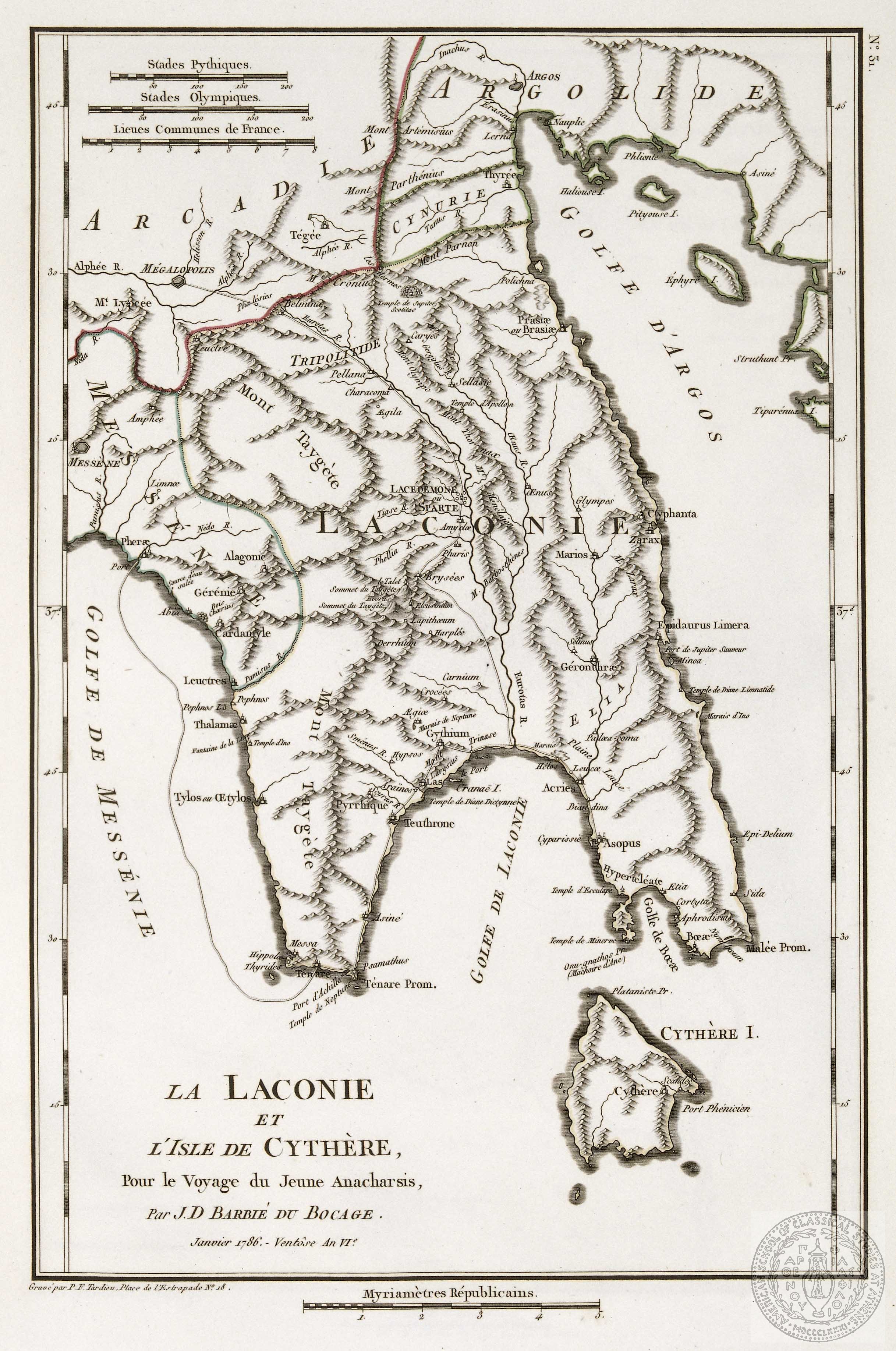 La Laconie et l'Isle de Cythere, pour la voyage du Jeune Anacharsis